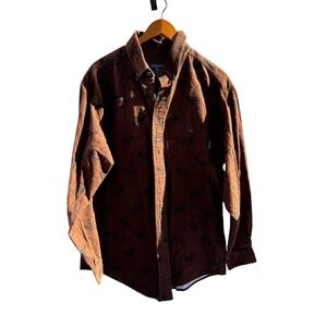 Men's Retro‎ Woolrich Shirt, XL, Brown-Christmas Moose